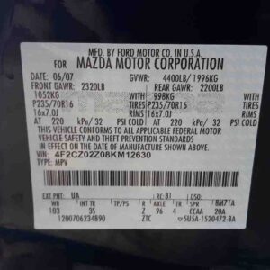 2008 MAZDA MAZDA_TRIBUTE TAIL LAMP - 27001